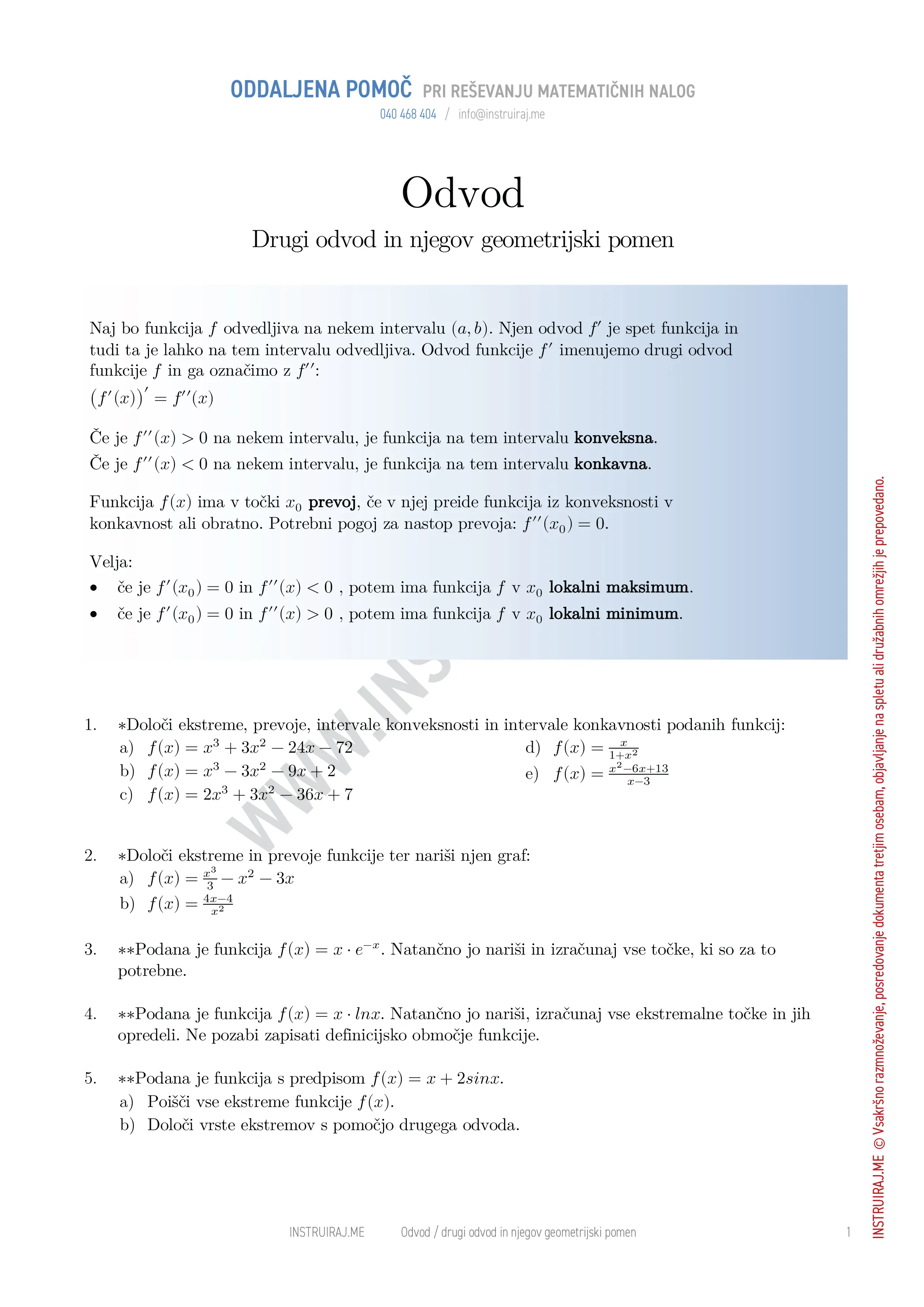 Odvod: Drugi odvod in njegov geometrijski pomen