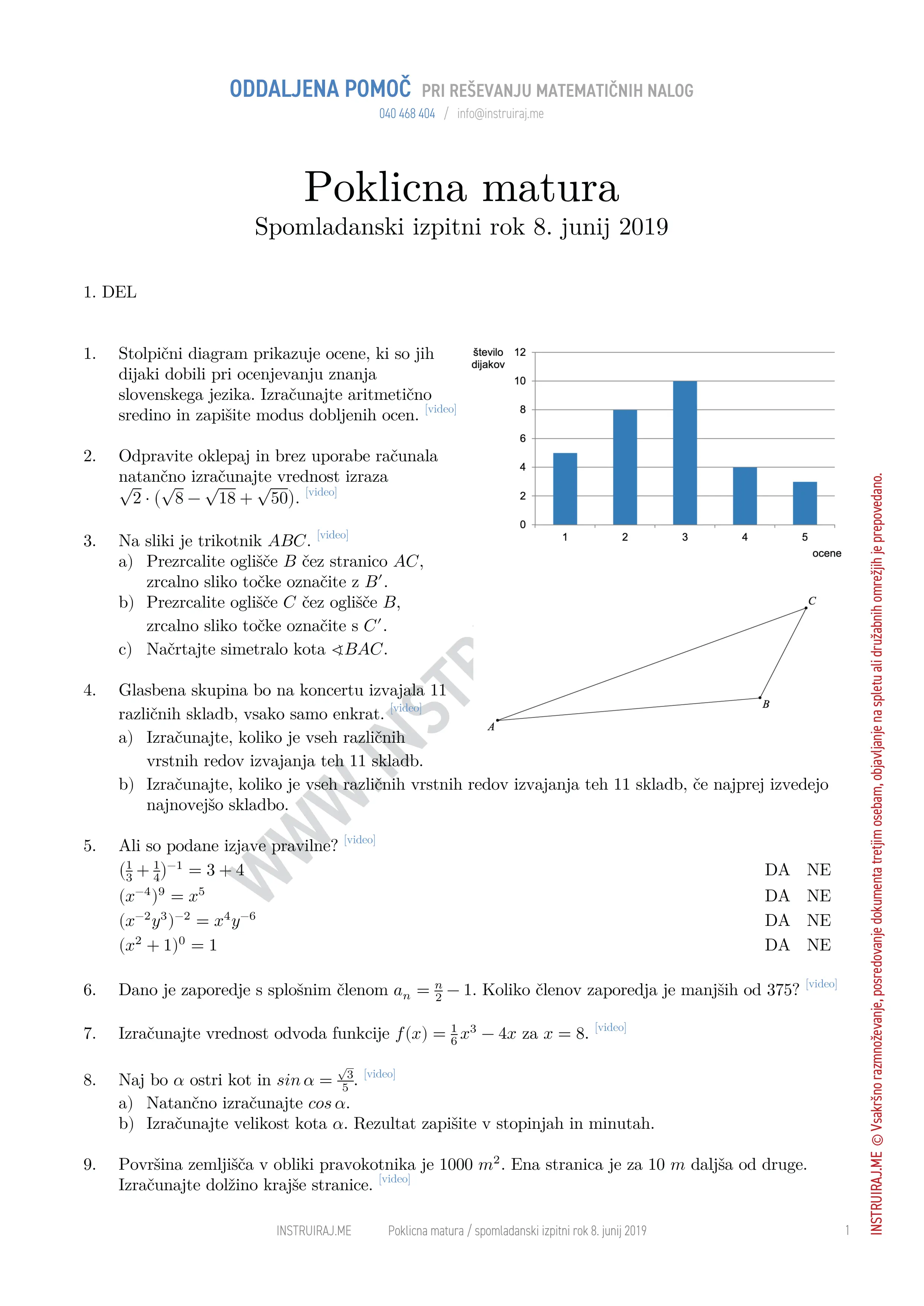Poklicna matura: Poklicna matura spomladanski izpitni rok 8. junij 2019