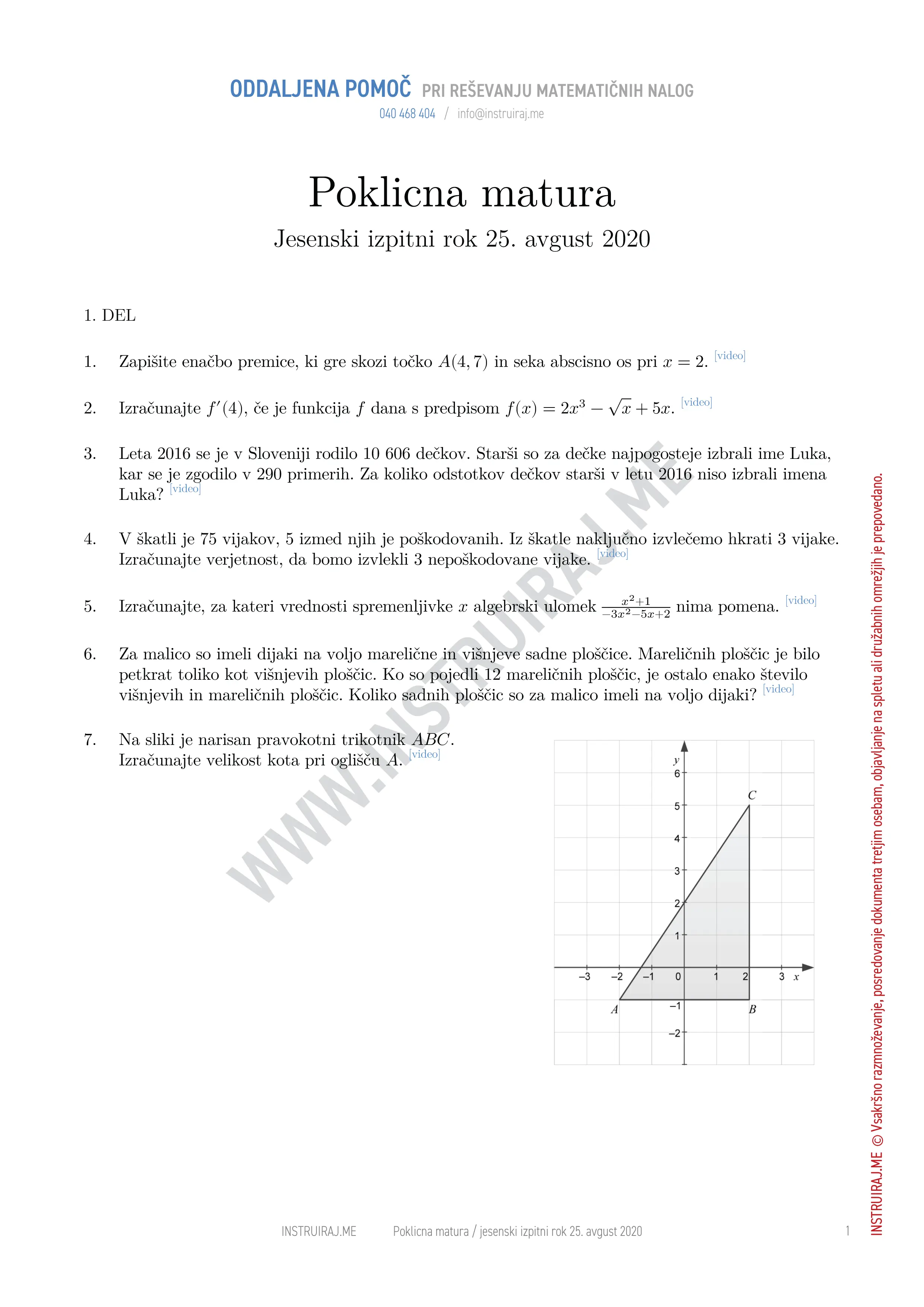 Poklicna matura: Poklicna matura jesenski izpitni rok 25. avgust 2020