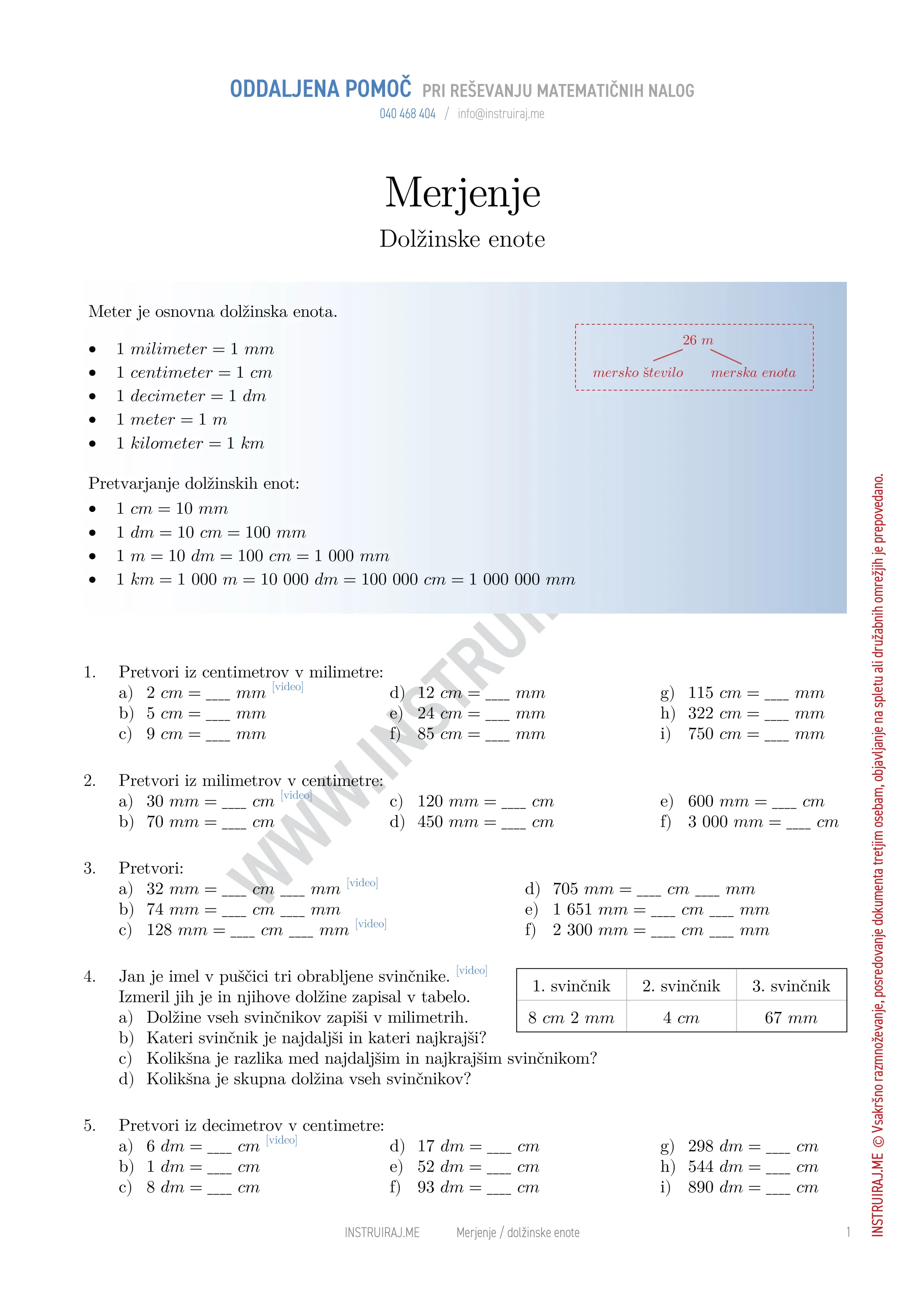 Merjenje: Dolžinske enote