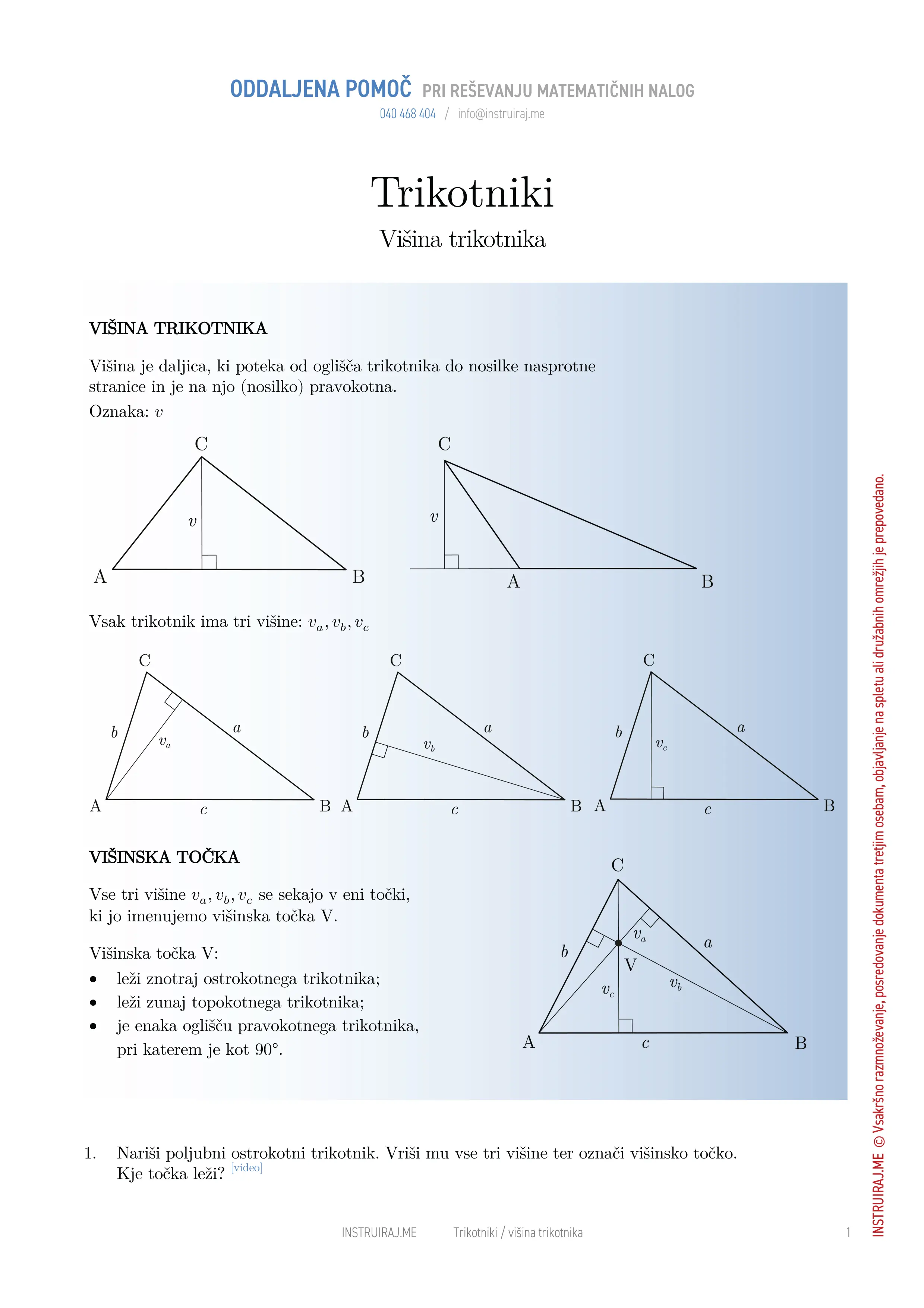 Trikotniki: Višina trikotnika