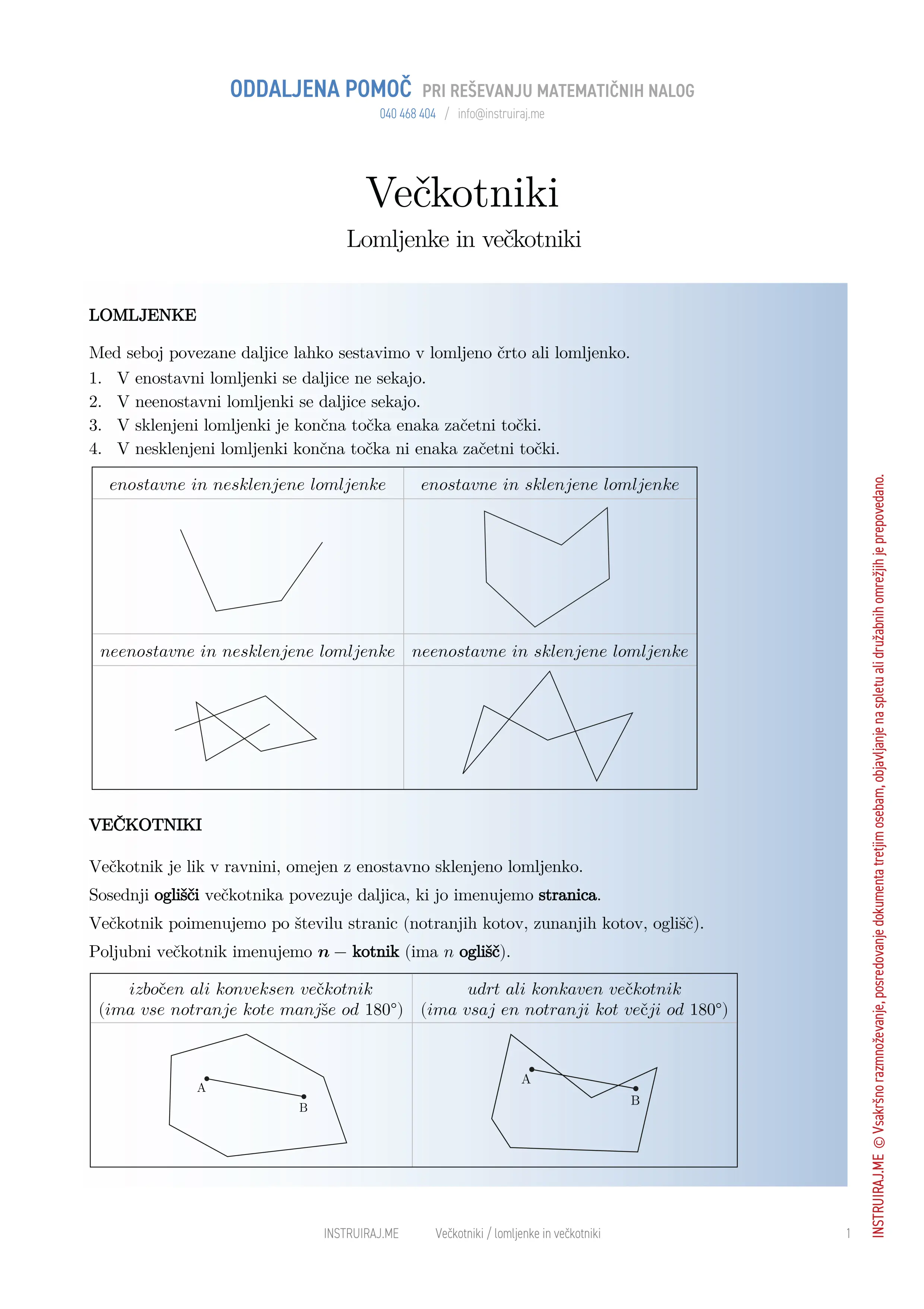 Večkotniki: Lomljenke in večkotniki