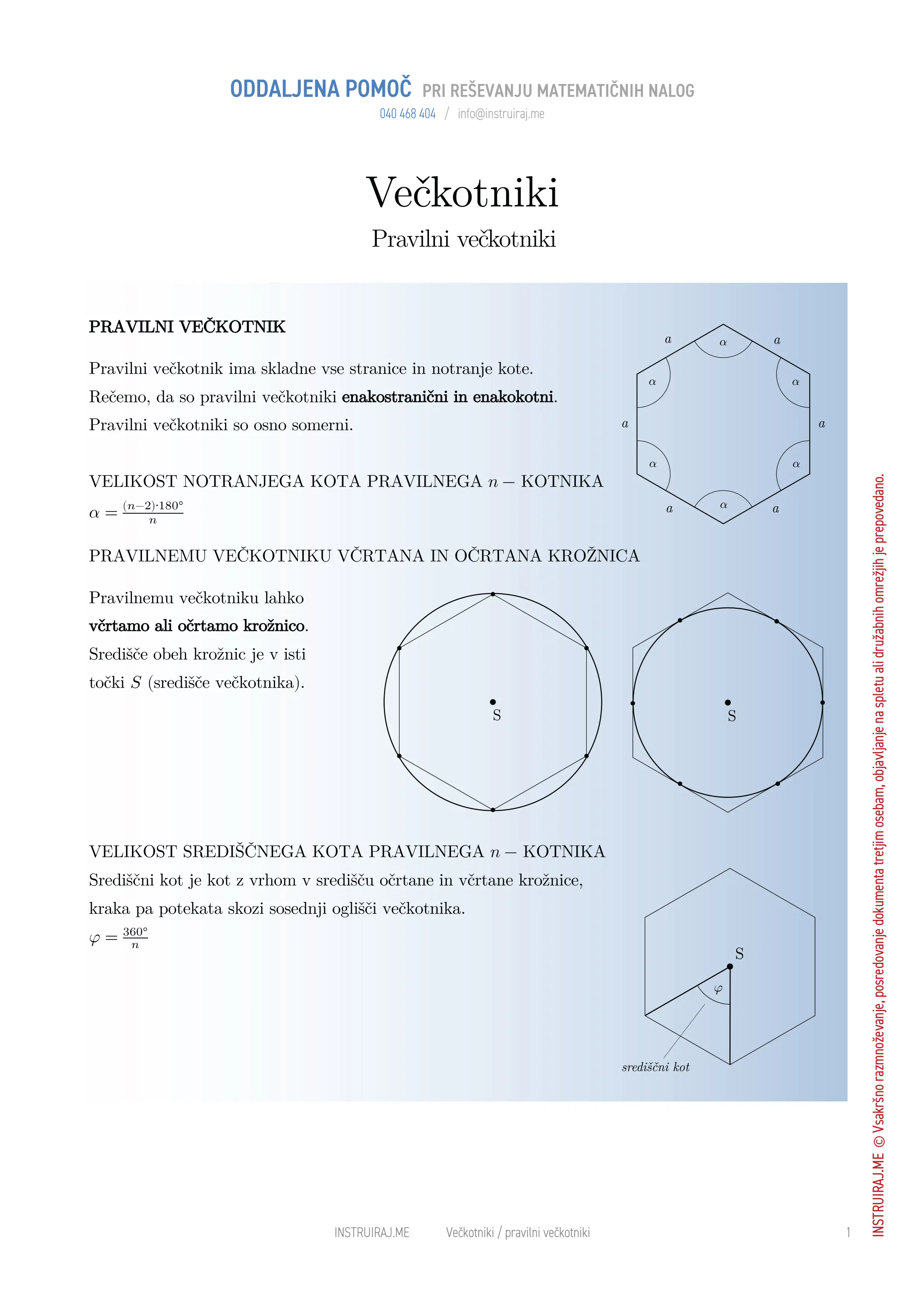 Večkotniki: Pravilni večkotniki
