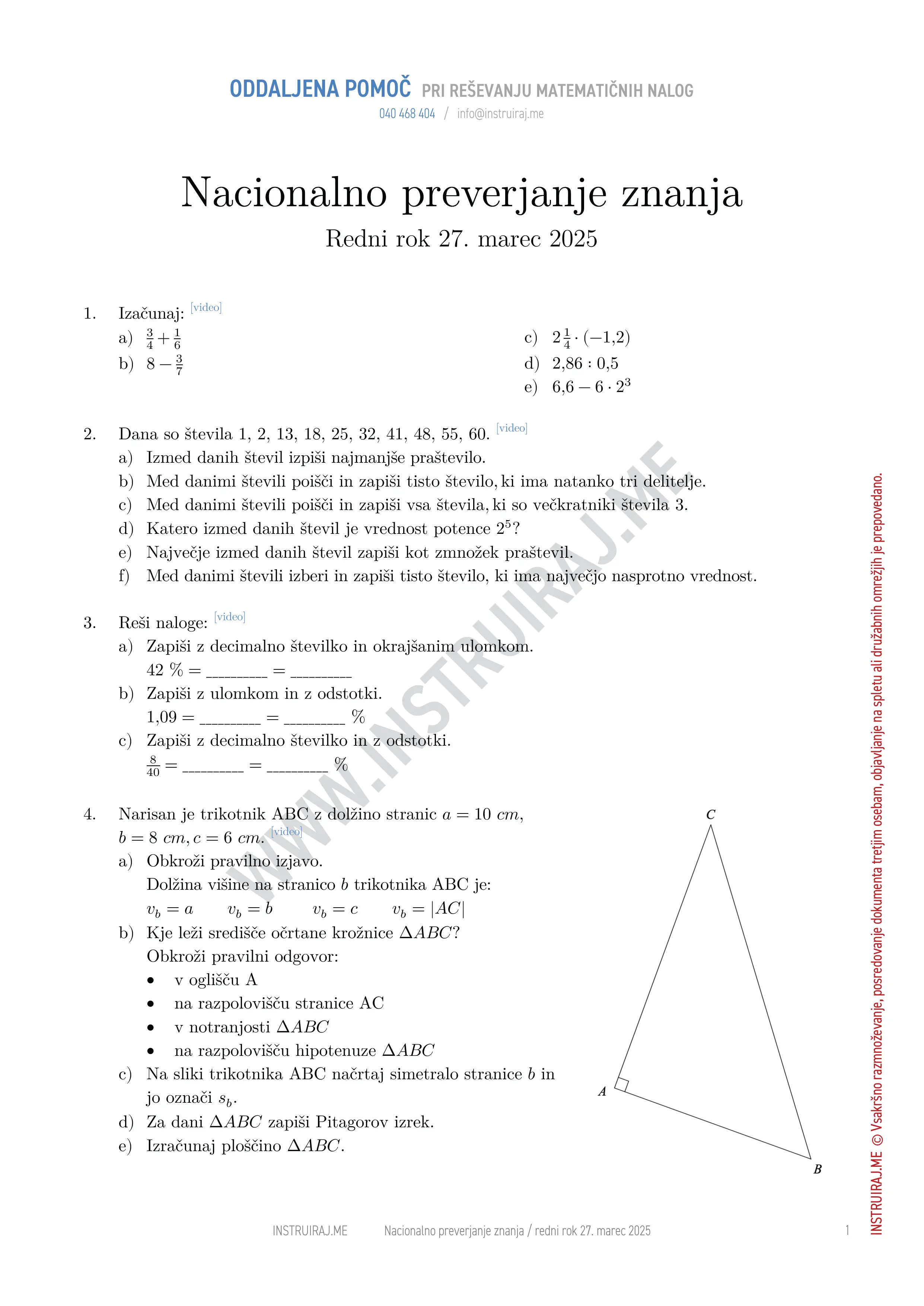 Nacionalno preverjanje znanja: NPZ redni rok 27. marec 2025
